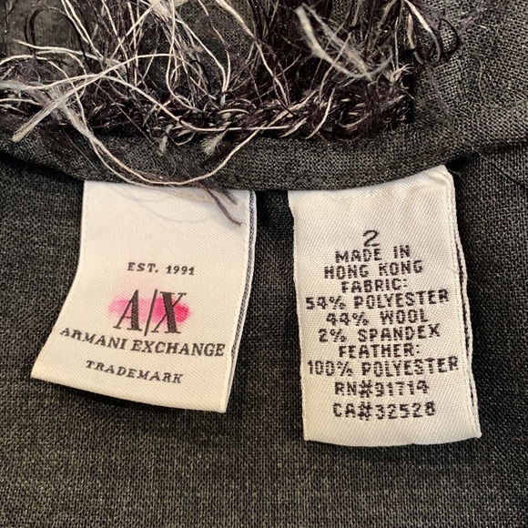 Armani Exchange Faux Feather Trim Wool Blend Midi Dress - Picture 6 of 7